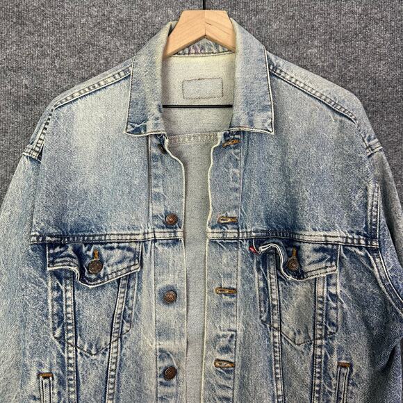 Vintage Levi's Denim Trucker Jacket  70507 0219 Acid Wash Sz M USA Made  Red Tab - Picture 3 of 11